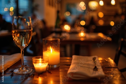 Candlelit bar restaurant table