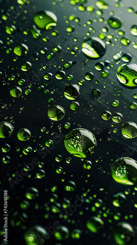 green shiny liquid droplets pn black background