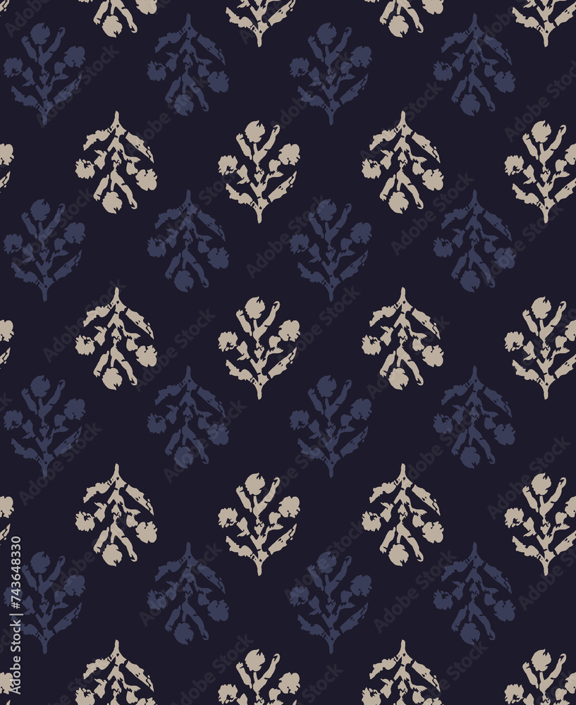Block print screen print floral booti digital textile design Block print screen print floral booti digital textile design