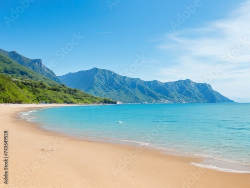Beach with mountains and sea in the summertime © REZAUL4513