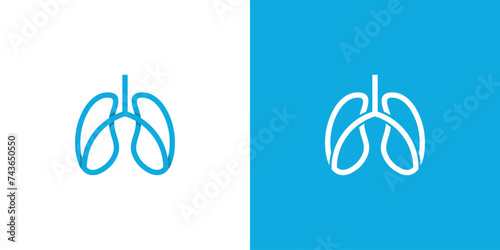 Creative Simple Lungs Logo. Lungs Healthcare with Linear Outline Style. Lungs Care Logo Icon Symbol Vector Design Template.