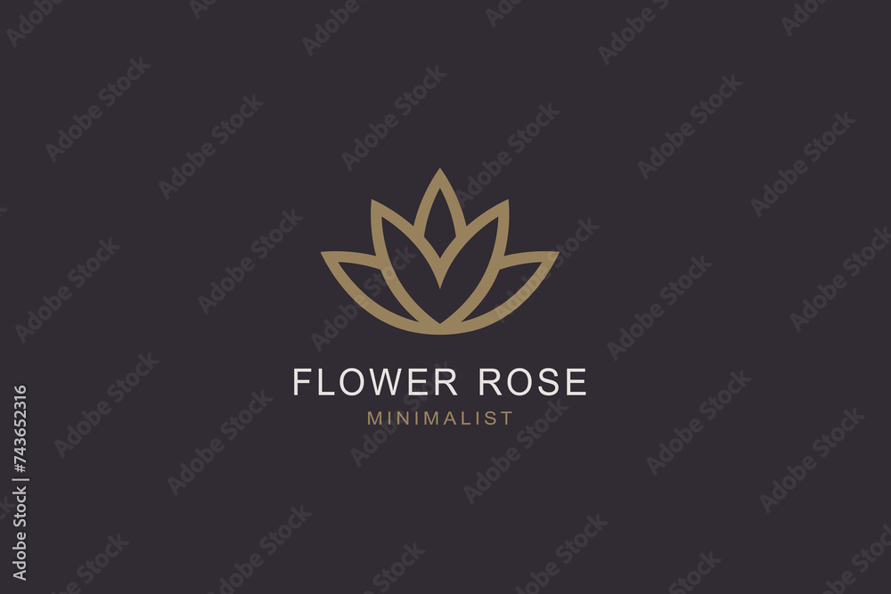 Rose flower logo beauty care vector illustration. - Nature symbol design template.	