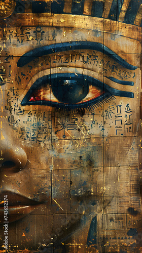 Ancient Egyptian hieroglyphs on ancient background