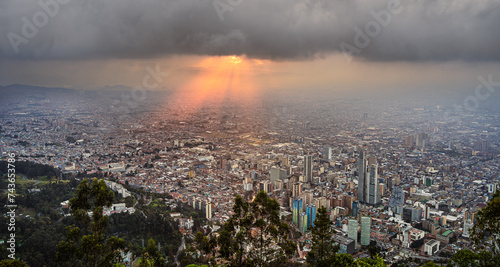 Monserrate at dusk, Bogota, HDR Image photo