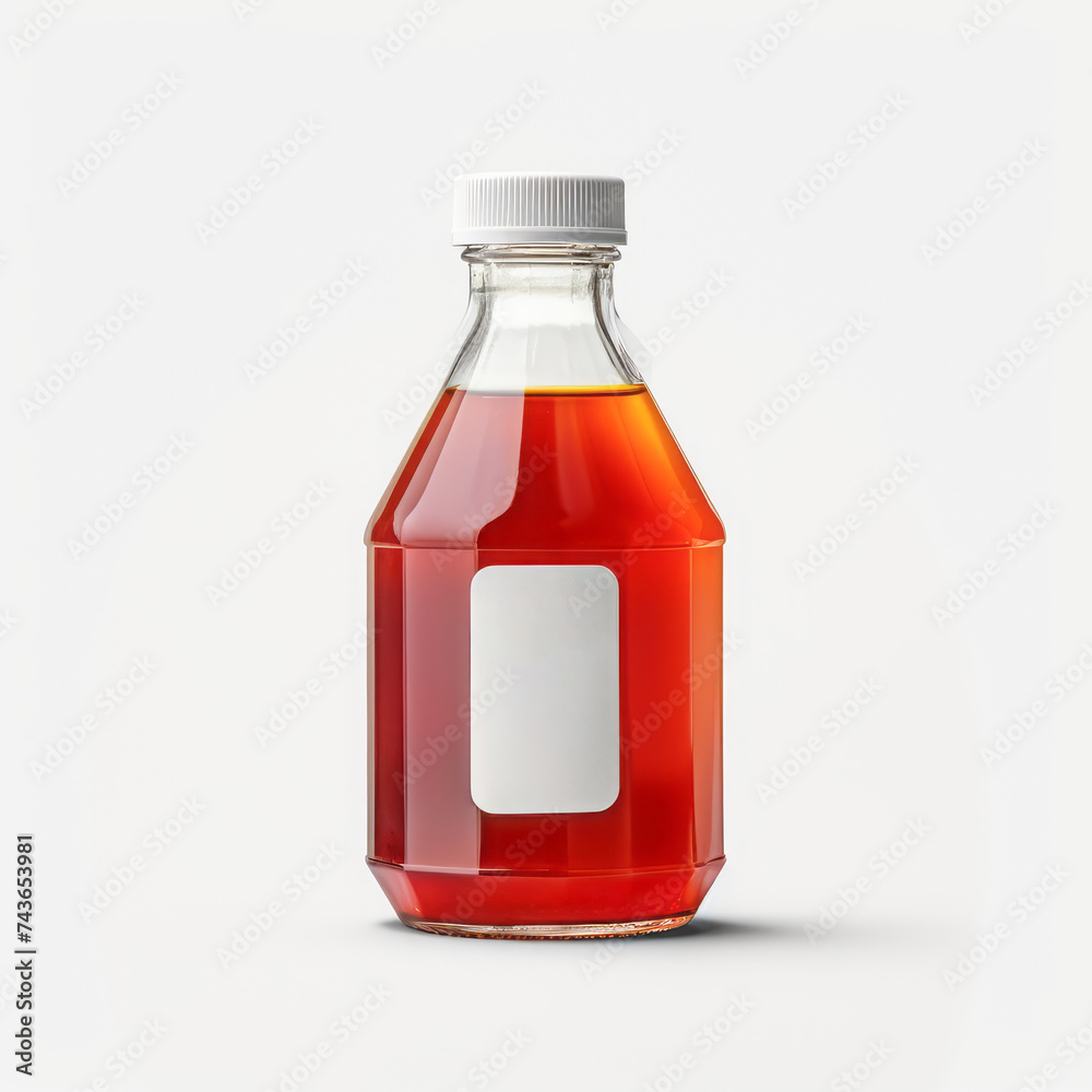 3d Glass syrup bottle mockup, amber bottle 3d Glass syrup bottle mockup, amber bottle