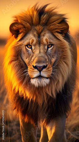 The Majestic Golden King of the African Plains: Portrait of a Powerful Lion in Its Natural Habitat © Mike