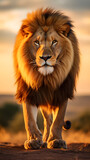 The Majestic Golden King of the African Plains: Portrait of a Powerful Lion in Its Natural Habitat