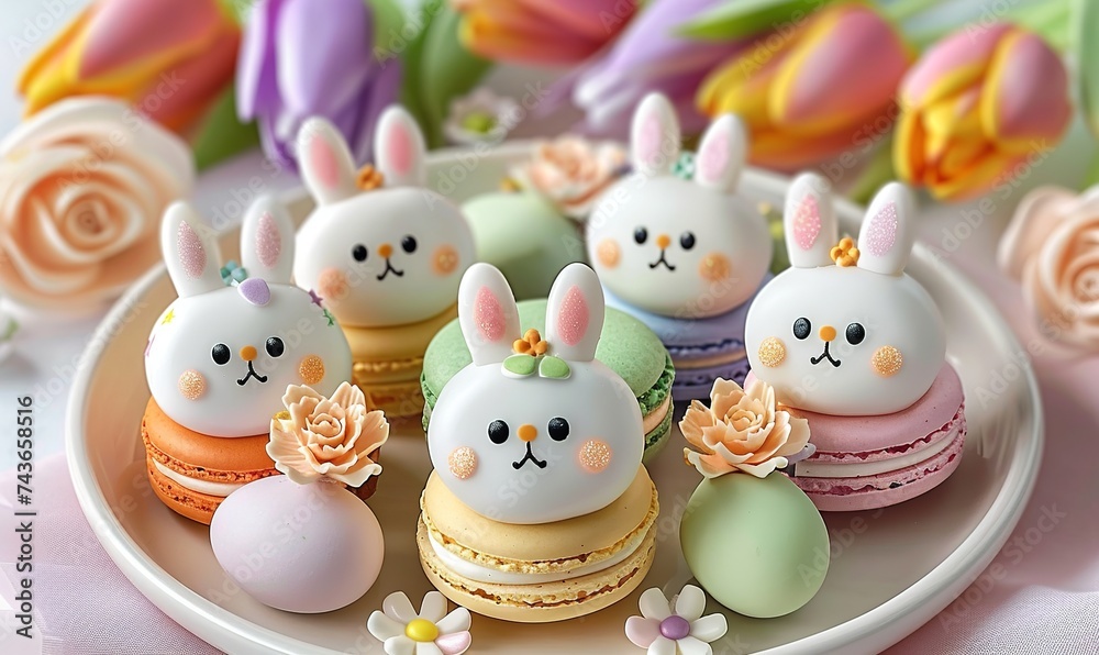 cute and tasty bunny easter colorful macarons