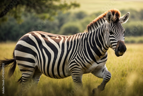 closeup of a single zebra on the savannah in the Maasai Mara Kenya 