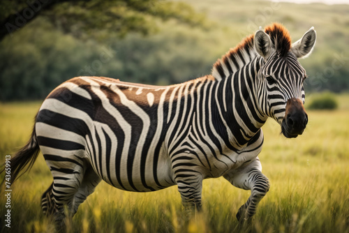closeup of a single zebra on the savannah in the Maasai Mara Kenya 
