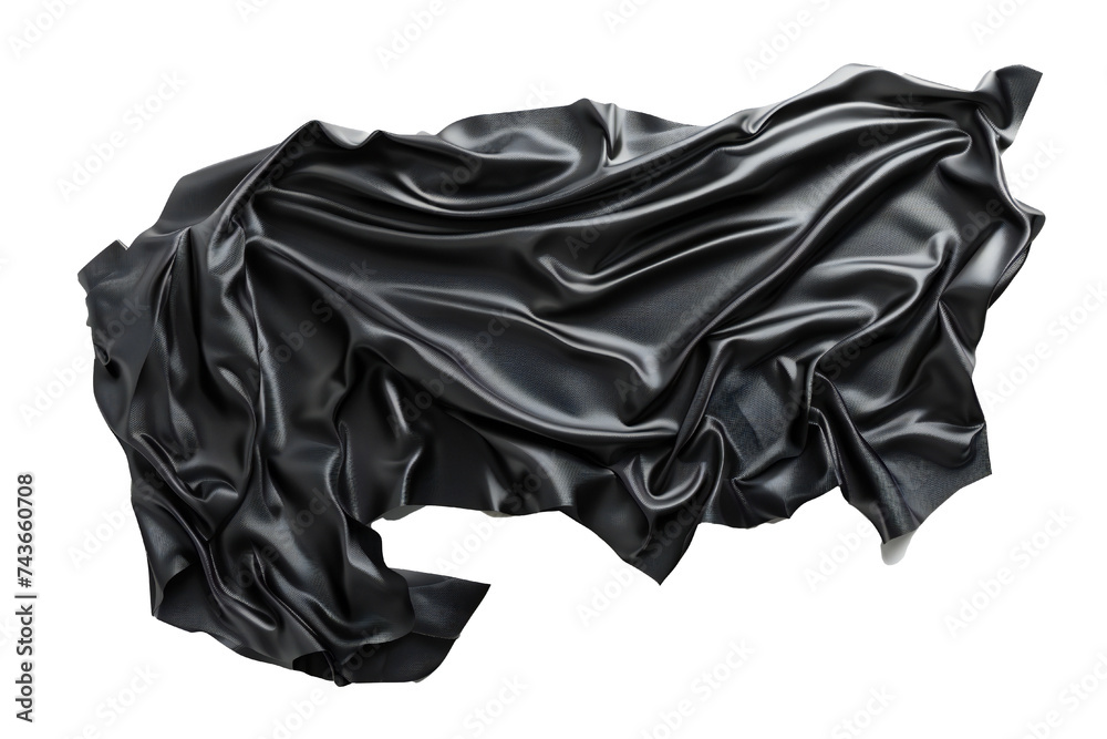 Black cloth empty banner isolated on white background Generative Ai