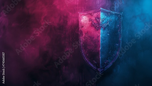 Security shield over dark background