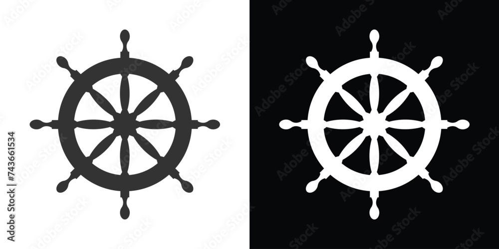 two ship steering wheel - obrazy, fototapety, plakaty 