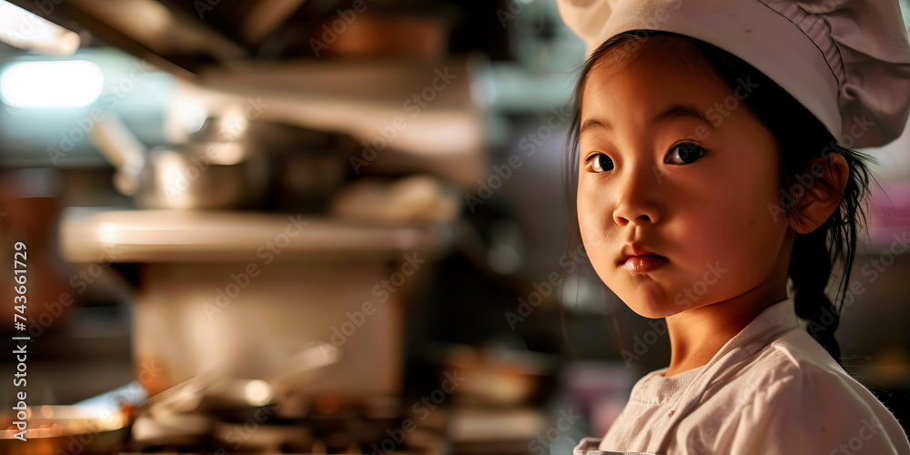 Children in professional kitchens, dressed as chefs, learning culinary arts. Generative AI Children in professional kitchens, dressed as chefs, learning culinary arts. Generative AI