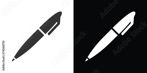 pen on black and white background