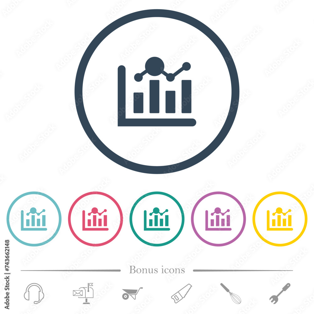 Financial growth dollar flat color icons in round outlines Financial growth dollar flat color icons in round outlines