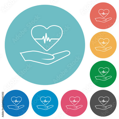 Health insurance outline flat round icons photo