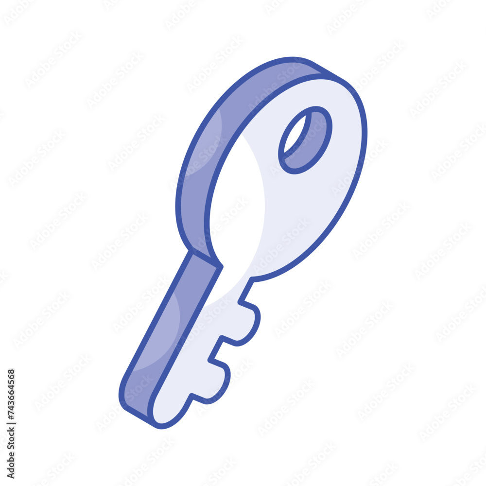 An isometric vector of access key, security key icon design An isometric vector of access key, security key icon design