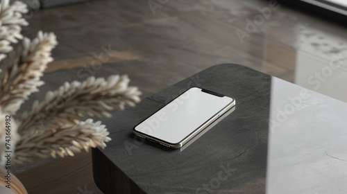 A mockup of a smartphone placed on a table
