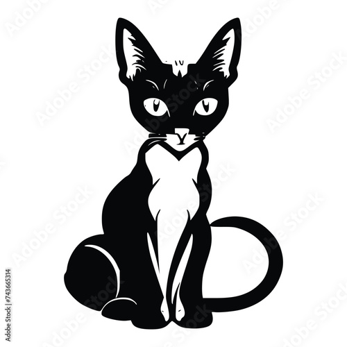 Black and white vector illustration of cat