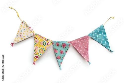 Bunting cloth banner isolated on white background Generative Ai