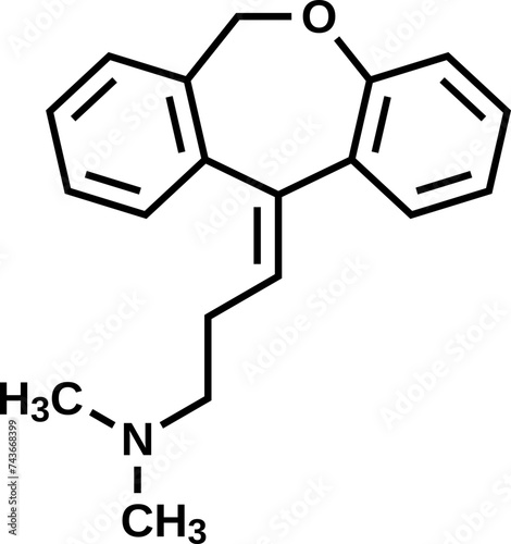 Doxepin structural formula, vector illustration