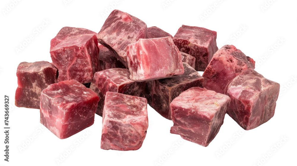 Meat with Beef Cubes, on transparent background, PNG format