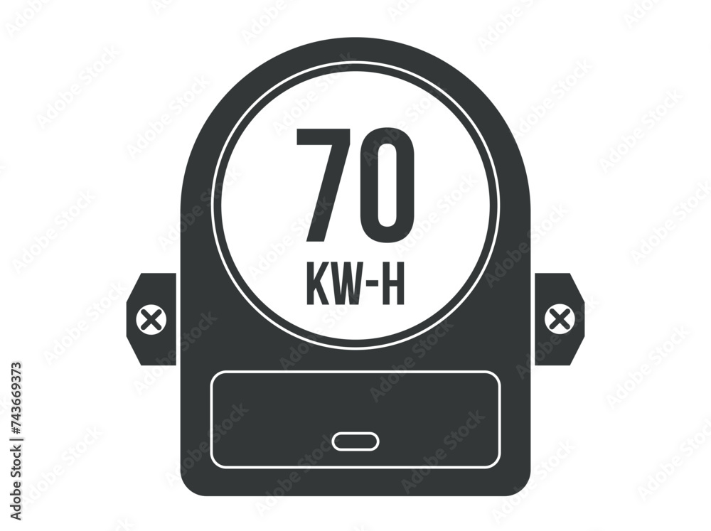 70 kw-h. Vector kilowatts consumption, electric current meter. Electric energy meter home clock 70 kw-h. Vector kilowatts consumption, electric current meter. Electric energy meter home clock