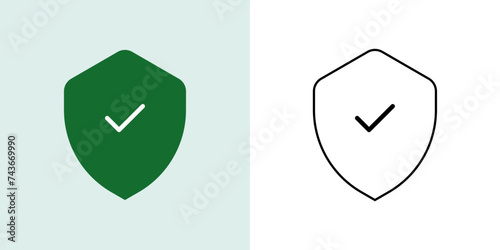 Set of security shield icons, security shields linear and filled icon. Security shield symbols ui,web. Vector illustration. photo