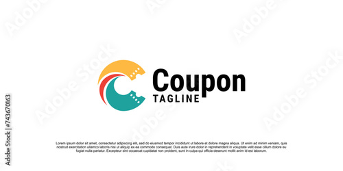 letter C ticket logo, coupon icon
