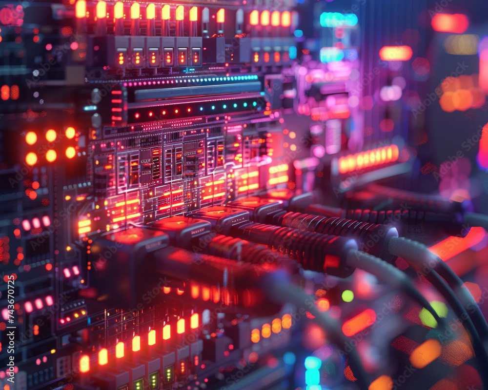 Artistic rendering of a high speed internet router close up on the device that connects the world