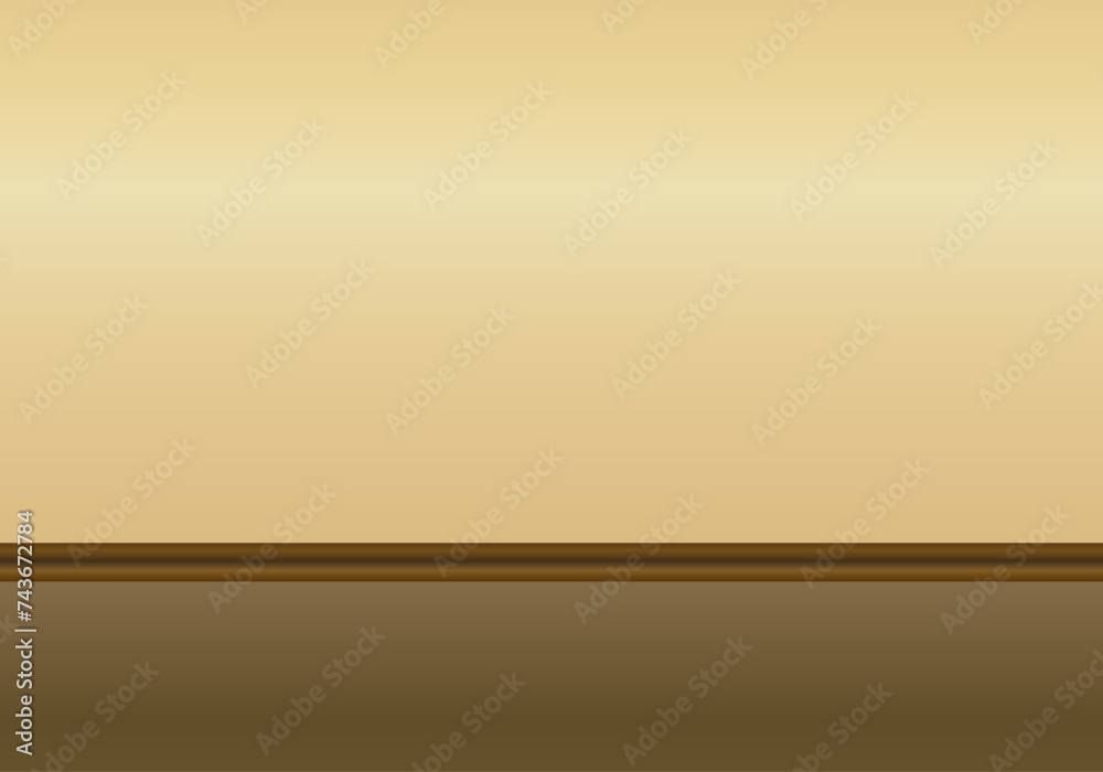 Habitación sin muebles cálida con suelo de madera. 