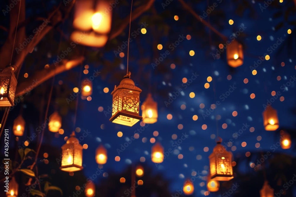 Airborne Luminosity: The Subtle Glow of Ramadhan Lanterns in Suspension