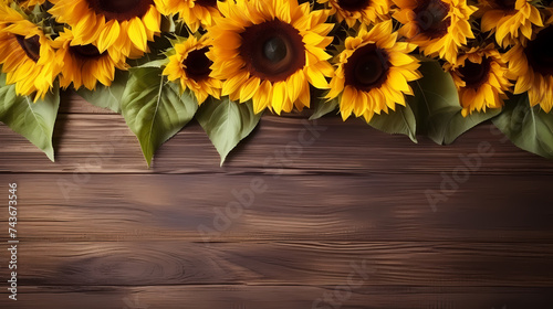 Sunflowers with blurred background, beautiful sunflowers