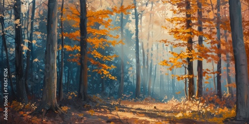 Whispering Woods: Enchanting Beauty of an Autumn Morning in the Forest Scenery