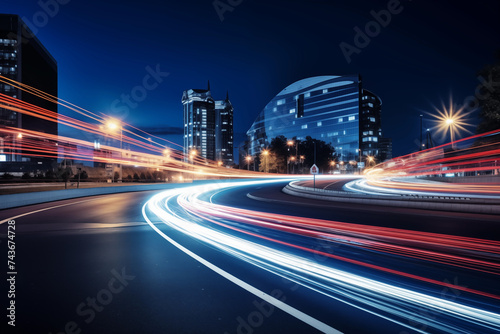 long exposure of light trails in the city