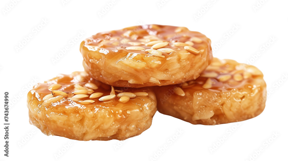Wholesome Rice Cakes with Sweet Caramel on Transparent Background