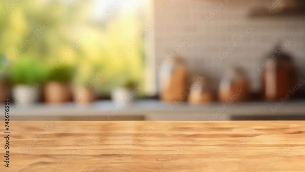 Wooden counter top in front of window, perfect for kitchen or cafe concepts Wooden counter top in front of window, perfect for kitchen or cafe concepts