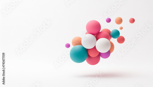 Colorful spheres floating in white studio space  3D rendering