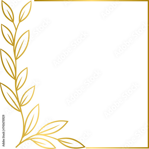 Wallpaper Mural Golden leaves corner border, gold hand drawn doodle style corner border with leaf Torontodigital.ca