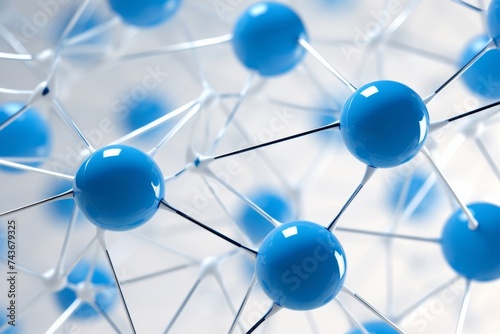 Abstract Network of Blue Spheres Connected by Lines on White Background