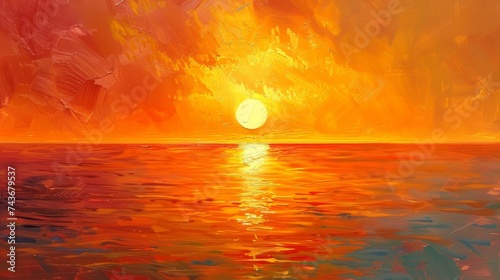 Showcase a golden sunset over the ocean, where the horizon blurs into a mirror of colors, celebrating the day's end