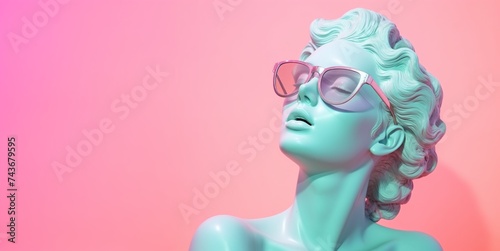 Woman Wearing Sunglasses Against a Pink Background
