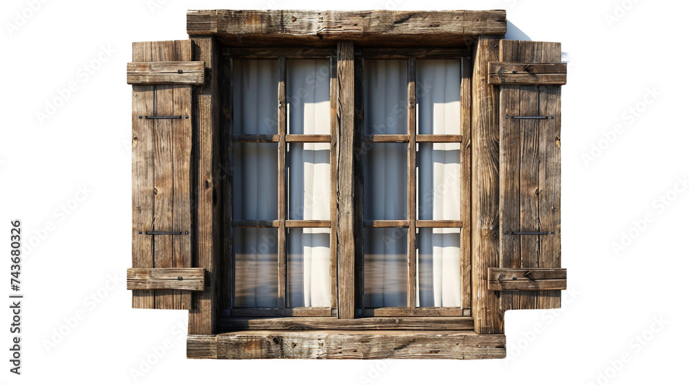 The Beauty of Wood Window on Transparent Background