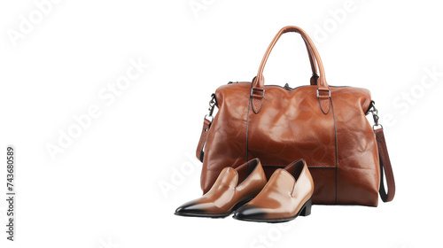 Business Bag and Shoes on Transparent Background