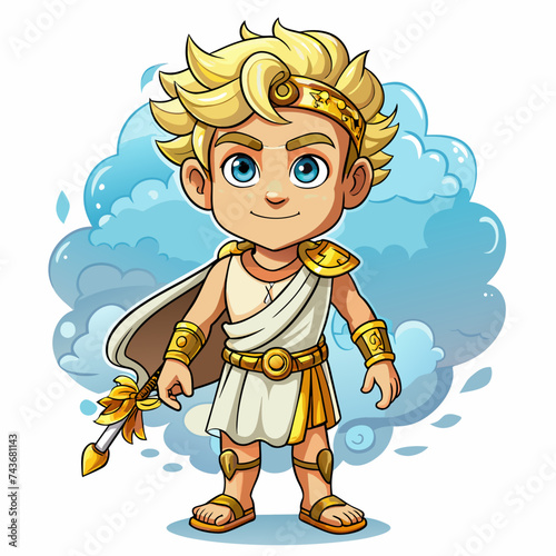 Hermes, cute God, real print Style, Full body, white background