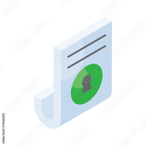 Have a look at this amazing isometric icon of secure document, ready to use vector