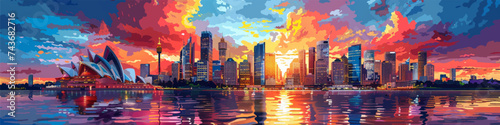 Sydney scenic overview, vector illustration