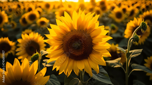 Sunflowers with blurred background  beautiful sunflowers