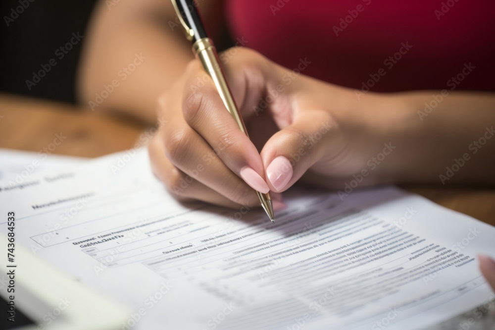 Workers fill out insurance claim policy Workers fill out insurance claim policy